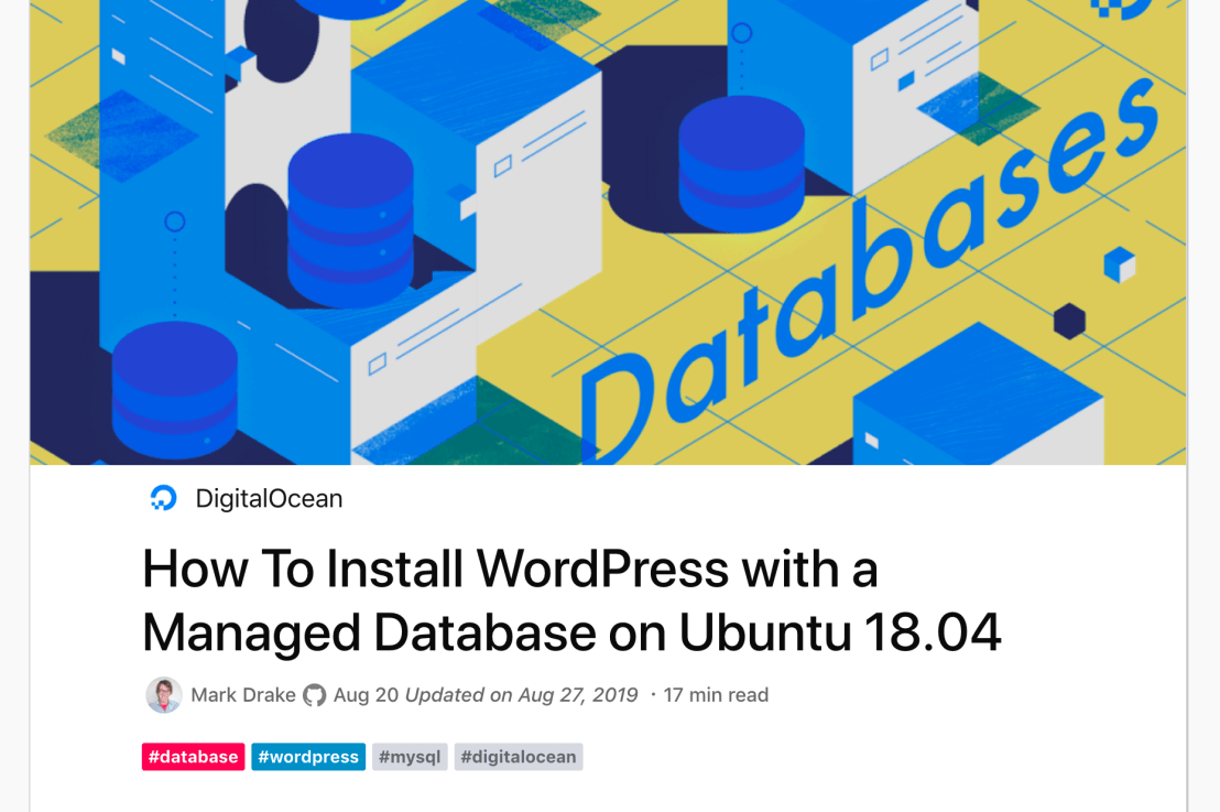 Install WordPress with a Managed Database on Digital&nbsp;Ocean